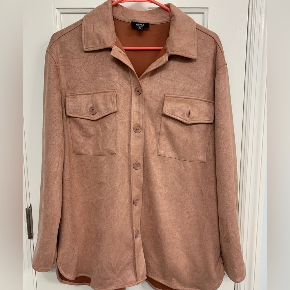 Jones New York Dusky Rose/Pink Lightweight Ultra Suede Shacket Size Medium